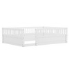 Vynxaria Full Floor Bed Frame with Fence Wooden Kids Bed for Bedroom Playroom White Solid Wood Safety Design - 4 of 4