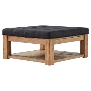 Southgate Natural Dimple Tufted Cocktail Ottoman Charcoal - Inspire Q , Grey