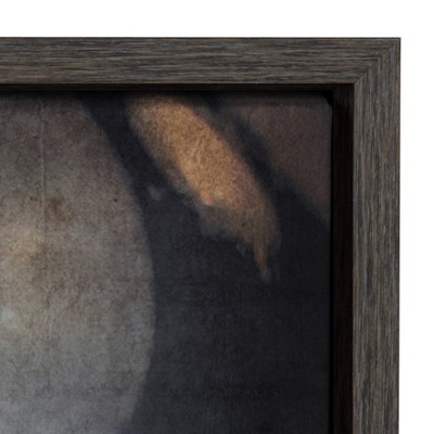 Vintage Football Helmet Framed Canvas Print in Gray Woodgrain Frame