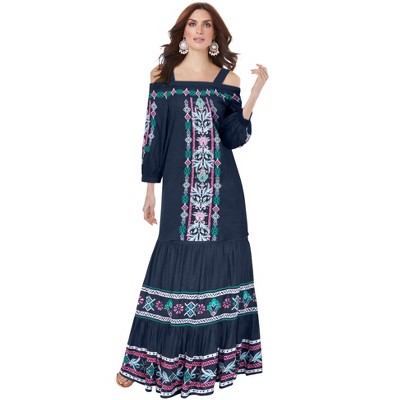 Roaman's Women's Plus Size Tiered Maxi Skirt