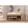 NicBex Shoe Rack Bench Shoe Storage Organizer Retro Multifunctional Storage Bench with Cushion and Curved Side Panel for Entryway - 3 of 4