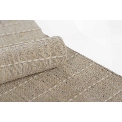 Natural Hand-Loomed Wool Blend Stripe Rug