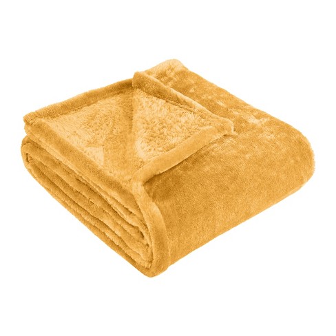 Gold fuzzy blanket sale