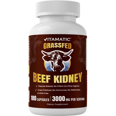 Vitamatic Grass Fed Beef Kidney with Liver - 180 Capsules