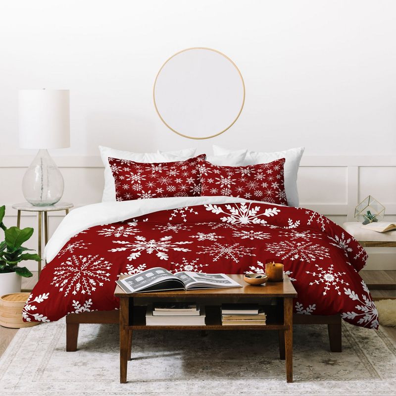 Iveta Abolina Silent Night Red Duvet Cover + Pillow Sham(s) - Deny Designs, 4 of 5