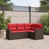 vidaXL 4 Piece Patio Sofa Set with Cushions Brown Poly Rattan - 2 of 4