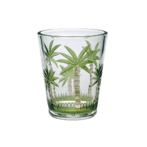 Palm Tree Design Acrylic Glasses Drinking Set of 4 DOF (15oz), Plastic Drinking Glasses, BPA Free Cocktail Glasses, Drinkware Set - 1 of 4