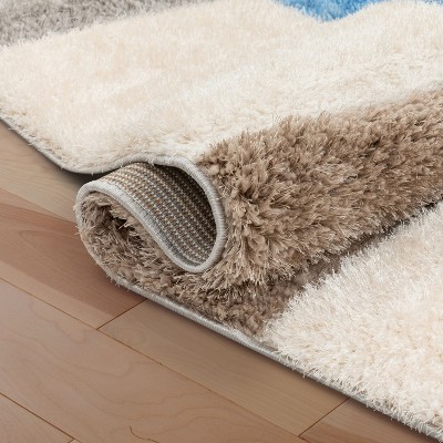 San Francisco Light Blue Geometric 3D Textured 5'3" x 7'3" Area Rug