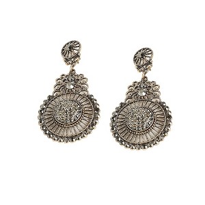 SOHI Women's Antique Silver Embellished Filigree Drop Earrings - 1 of 4