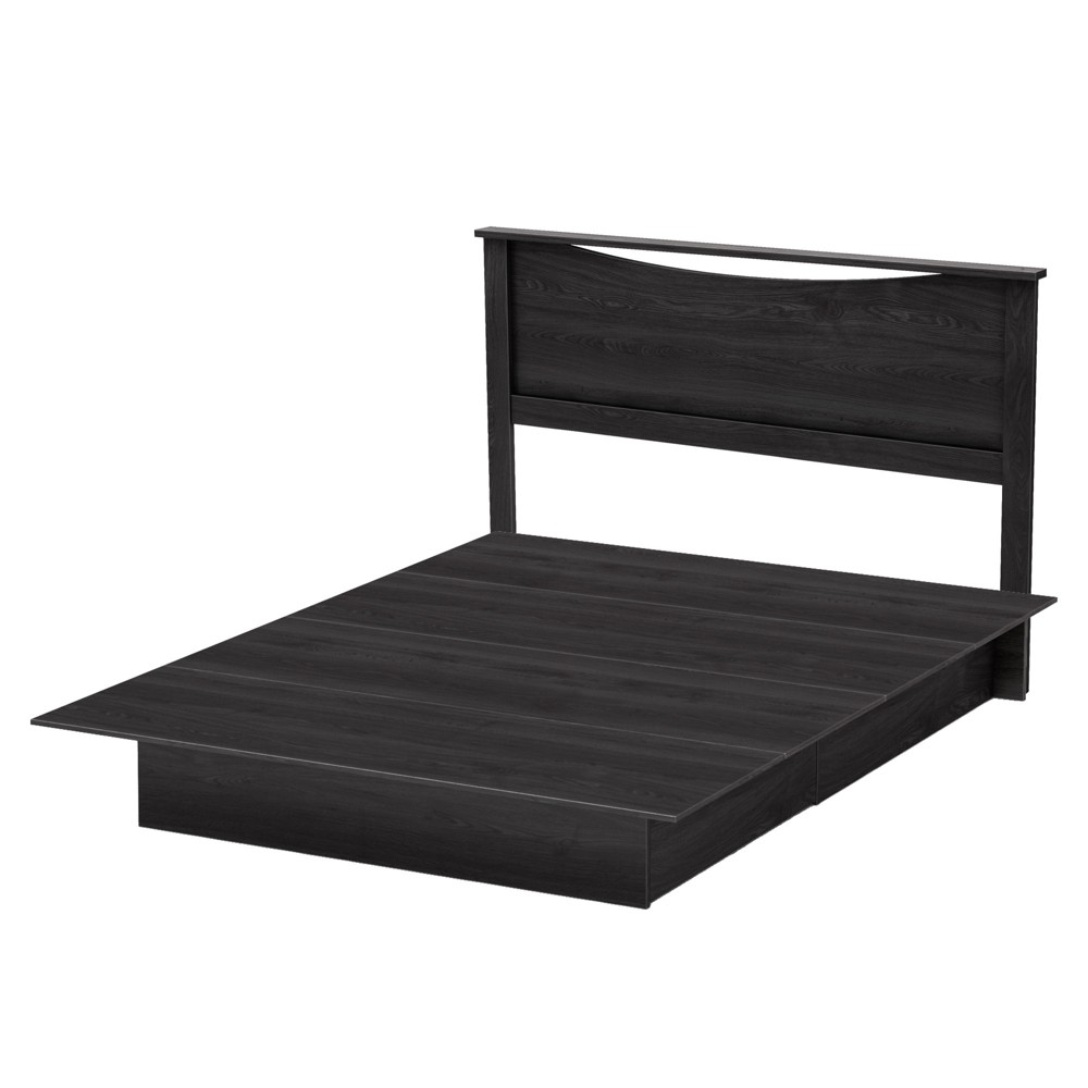 Photos - Bed Frame Queen Step One Bed and Headboard Set Gray Oak - South Shore