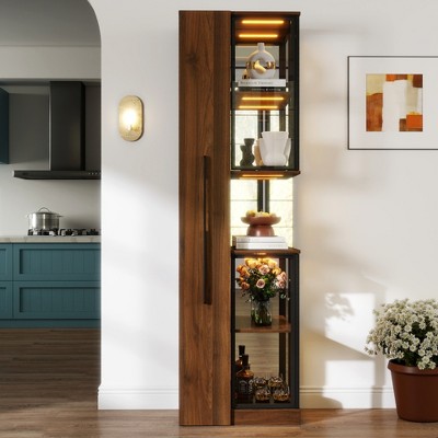 ORRD 70" Display Cabinet with LED Lights & Pull-Out Shelf | Modern Glass Door Curio Cabinet for Living Room, China, Books | Adjustable 3-Mode Lighting