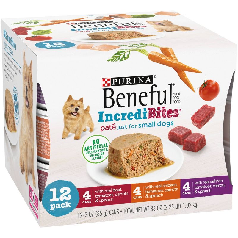 Purina Beneful IndrediBites Pate Beef, Chicken &#38; Salmon Small Dog Wet Dog Food - 3oz/12ct Variety Pack, 4 of 8