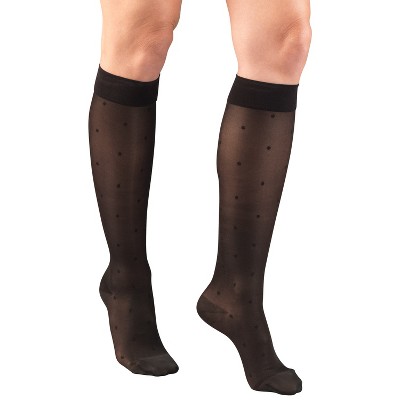 Truform Sheer Compression Stockings, 15-20 mmHg, Women's Knee High Length, Dot Pattern