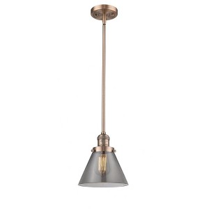 Cone - 1 Light Stem Hung Mini Pendant In Industrial Style-10 Inches Tall and 8 Inches Wide - 1 of 1