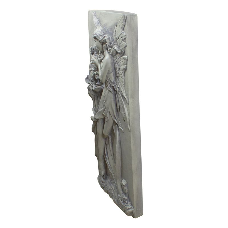 Northlight 31" Gray Fairy with Lily Flowers Wall Plaque, 3 of 5