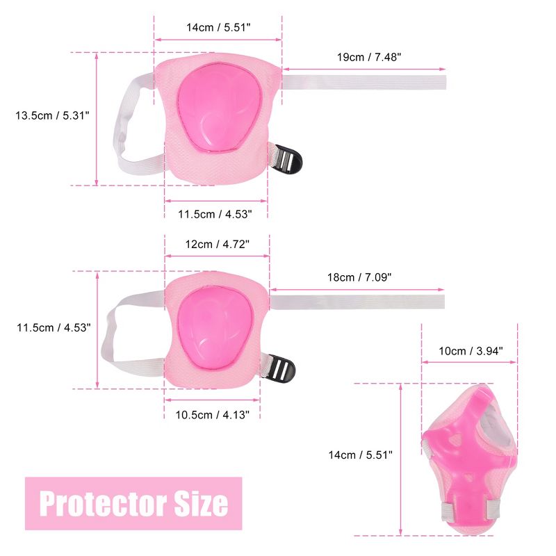 Unique Bargains Outdoor Sport Skating Palm Elbow Knee Support Guard Pad Protective Pads Set Pink 5.1" x 4.5" 6 in 1, 4 of 7