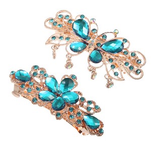 Unique Bargains Women's Sparkly Bling Rhinestones Hair Clips Barrettes Hairpin 2 Pcs - 1 of 4
