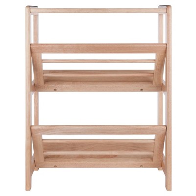 Natural Wood 2-Tier Tilted Bookshelf