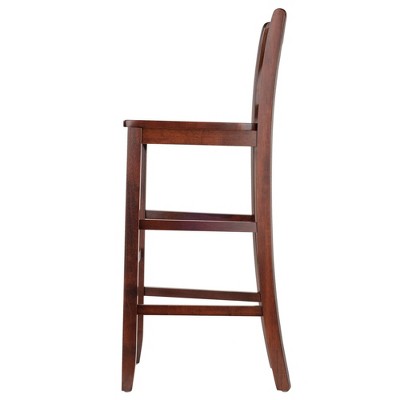 Walnut Transitional Square Pub Table with 2 V-Back Chairs