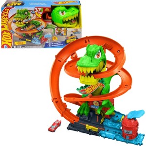 Hot Wheels Diecast City T-Rex Blaze Battle Playset 1:64 Scale