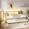 Coucheta Twin Sofa Bed with Trundle - Heavy Duty Metal Platform Frame with Charging Station & LED Lights, Multiple Colors - 3 of 4