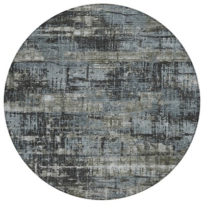 Charcoal And Gray Geometric Washable Indoor Outdoor Area Rug