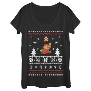 Women's Nintendo Mario Ugly Christmas Sweater Scoop Neck - 1 of 4