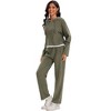 ATHLECHIC Women's Outfits Ribbed Sweater Hoodie Wide Leg Pants Tracksuit Casual Lounge 2 Pieces Set - 4 of 4