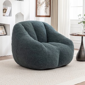 Lyngins Plush Faux Fur Bean Bag Chair, Lazy Chair with Tufted Soft Stuffed Filling, Ergonomic Accent Chair, Single Sofa Chair for Dorm/Apartment, - 1 of 4