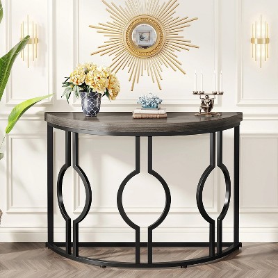 Hommoo 43 Inch Industrial Half Moon Console Table