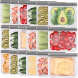 Reusable Gallon Freezer Bags, BPA Free, Extra Thick Leakproof Dishwasher Safe Food Storage Bags - 1 of 4