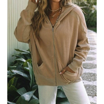 Women's Thermal Zip Up Hoodie - Shewin