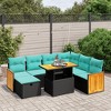 vidaXL 8 Piece Patio Sofa Set with Cushions Black Poly Rattan - 2 of 4
