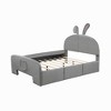 CAVINAS Full Bed Frame with Rabbit-Shaped Headboard, Drawers and Bed-End Storage Pocket,Twin Bed Frames For Kids，Easy Assembly - 3 of 4
