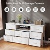 9 Drawer Dresser 55” Long TV Stand for Bedroom Entertainment Center with Power Outlet LED Light for 55"-65" TV Dresser with Fabric Storage White - 4 of 4