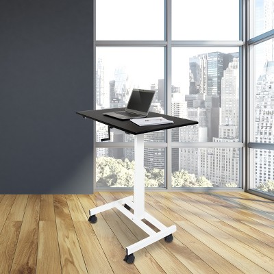 Adjustable Height White Frame Black Top Laptop Desk