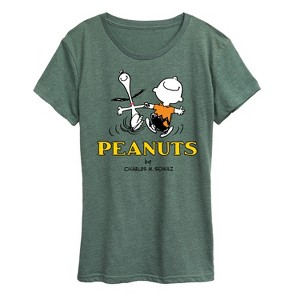 Women's - Peanuts - Charlie Snoopy Dancing Short Sleeve Graphic T-Shirt - 1 of 4