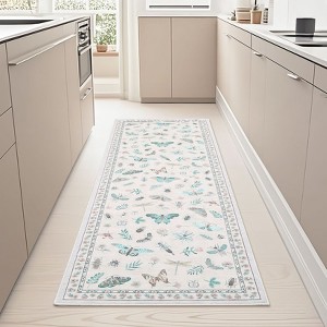 Rugs for Living Room, Floral Insect Botanical Area Rug, Soft Washable Non Slip Low Pile Rug Bedroom Home Decor - 1 of 4