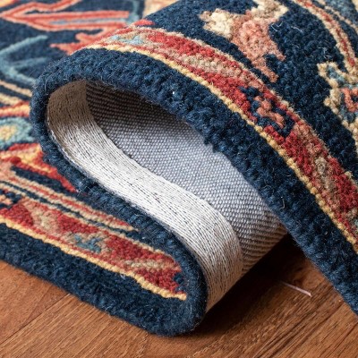 Heritage Red and Navy Hand-Tufted Wool Square Rug