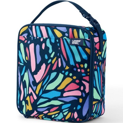 Lands' End Kids Insulated EZ Wipe Printed Lunch Box - - Brilliant Blue Camo  Floral