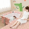 Infans Folding Baby Bassinet w/ 4 Adjustable Heights, Retractable Feet Pink - 3 of 4