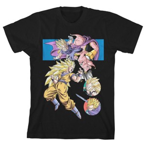 Dragon Ball Z Majin Buu Vs Gohan Goku Trunks And Vegeta Youth Black T-shirt - 1 of 2