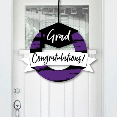 Big Dot of Happiness Purple Grad - Best is Yet to Come - Outdoor Purple Graduation Party Decor - Front Door Wreath