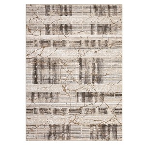 100% Polyester Towel Fabric Carpet - 200g Fleece Weight, Total 980Gsm, TPR Washable Foldable Bottom, Bohemian Style, Moyan Time-Space Design - 1 of 4