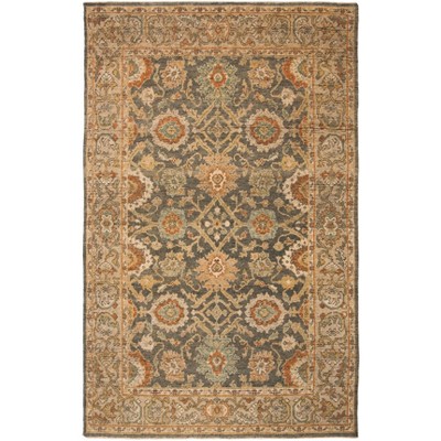 Gray Floral Motif Hand-Knotted Wool Area Rug 6' x 9'