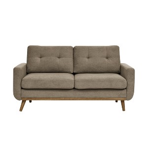 67.7" W Loveseat Sofa, Mid-Century Modern Upholstered Tufted Loveseat With Wooden Legs, Button Tufted Upholstered Small Couch for Bedroom - 1 of 4