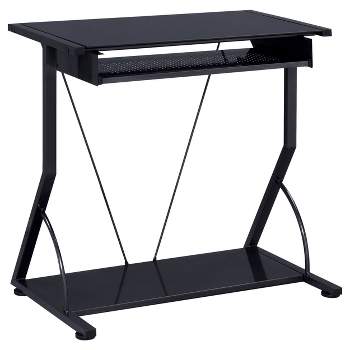 Alastair Computer Desk with Keyboard Tray and Storage Shelf Black - Coaster