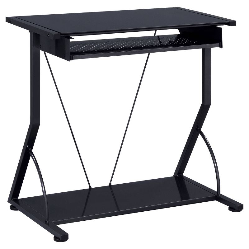 Alastair Computer Desk with Keyboard Tray and Storage Shelf Black - Coaster, 1 of 11