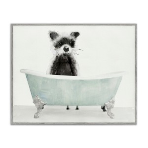 Stupell Industries Raccoon In A Tub Framed Giclee Art, Gray, 20" x 16" - 1 of 4