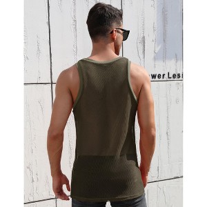 Men's Mesh Tank Top Fishnet Fitted Sleeveless Muscle Round Neck Top - 1 of 4